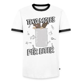 Taupe laboratoire pun blagues de mots litre chimiste chimie - T-shirt contrasté Homme - blanc/noir - Devant - AI Model Female 172 light (172cm) & AI Model Male 178 dark (178cm)