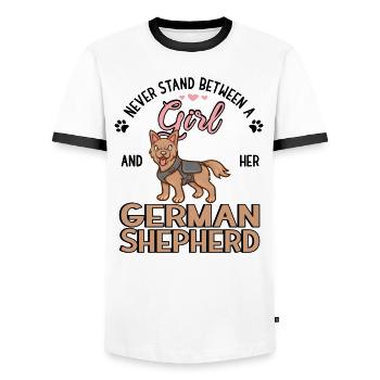Propriétaire de chien chien berger allemand chien de police - T-shirt contrasté Homme - blanc/noir - Devant - AI Model Female 172 light (172cm) & AI Model Male 178 dark (178cm)