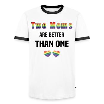 LBGBTQ LGBT Mother Lesbian Gay Gay Gay Marriage Mom - Men's Ringer Shirt - white/black - Front - AI Model Female 172 light (172cm) & AI Model Male 178 dark (178cm)