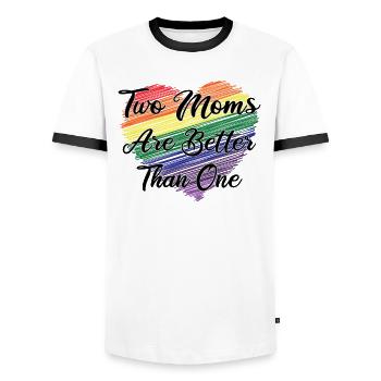 LGBT LBGBTQ Mother Mom Lesbian Gay Gay Marriage Heart - Men's Ringer Shirt - white/black - Front - AI Model Female 172 light (172cm) & AI Model Male 178 dark (178cm)