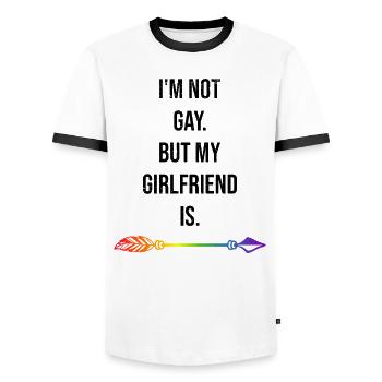 Homosexualité Not Gay LGBT Arc-en-ciel LGBTQ - T-shirt contrasté Homme - blanc/noir - Devant - AI Model Female 172 light (172cm) & AI Model Male 178 dark (178cm)
