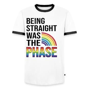 Arc-en-ciel Pride Gay LGBT Arc Gay mois - T-shirt contrasté Homme - blanc/noir - Devant - AI Model Female 172 light (172cm) & AI Model Male 178 dark (178cm)