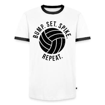 Volley ball de plage entraîneur volleyball - T-shirt contrasté Homme - blanc/noir - Devant - AI Model Female 172 light (172cm) & AI Model Male 178 dark (178cm)