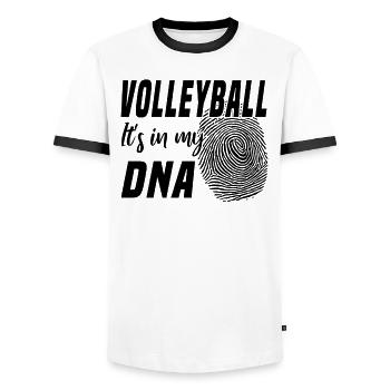 Volleyball Love Volleyball Players Passion DNA - Men's Ringer Shirt - white/black - Front - AI Model Female 172 light (172cm) & AI Model Male 178 dark (178cm)