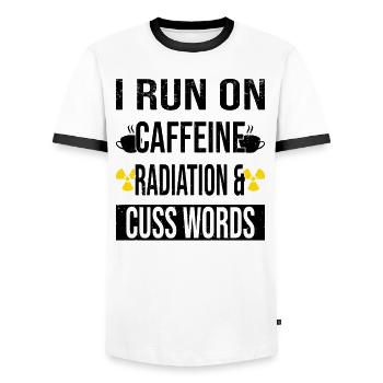Röntgen Atom Radiologist Coffee Health Technician - Men's Ringer Shirt - white/black - Front - AI Model Female 172 light (172cm) & AI Model Male 178 dark (178cm)