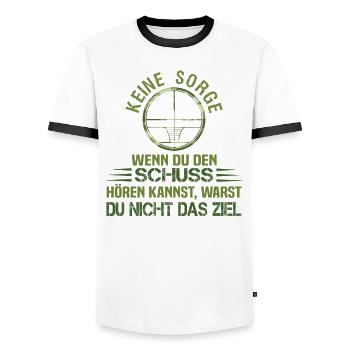Crosshairs Gamer Saying Hunter Sports Shooter - Men's Ringer Shirt - white/black - Front - AI Model Female 172 light (172cm) & AI Model Male 178 dark (178cm)