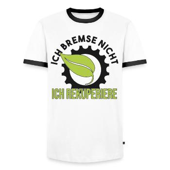 E Car E Mobility Electric Car Slogan - Men's Ringer Shirt - white/black - Front - AI Model Female 172 light (172cm) & AI Model Male 178 dark (178cm)