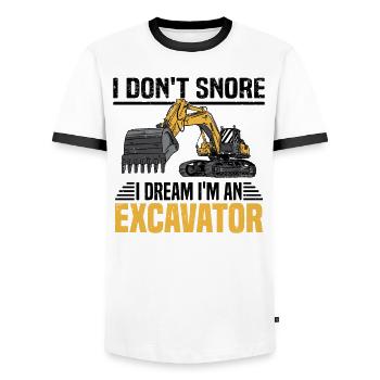 Kettenbagger Bagger Entschuldigung Baumaschine - Männer Kontrast-T-Shirt - Weiß/Schwarz - Vorne - AI Model Female 172 light (172cm) & AI Model Male 178 dark (178cm)