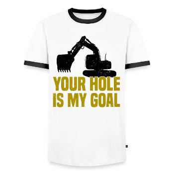 Kettenbagger Bagger Entschuldigung Baumaschine - Männer Kontrast-T-Shirt - Weiß/Schwarz - Vorne - AI Model Female 172 light (172cm) & AI Model Male 178 dark (178cm)