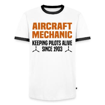 Aircraft Mechanic Aircraft Technician Engineer - Men's Ringer Shirt - white/black - Front - AI Model Female 172 light (172cm) & AI Model Male 178 dark (178cm)