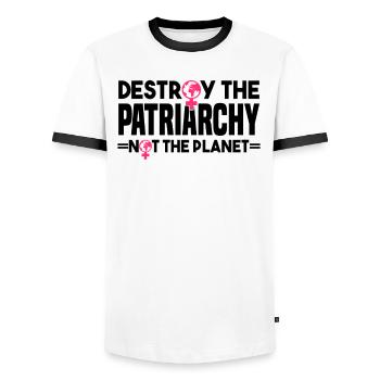 Feminism Equality Women's Power Slogan - Men's Ringer Shirt - white/black - Front - AI Model Female 172 light (172cm) & AI Model Male 178 dark (178cm)