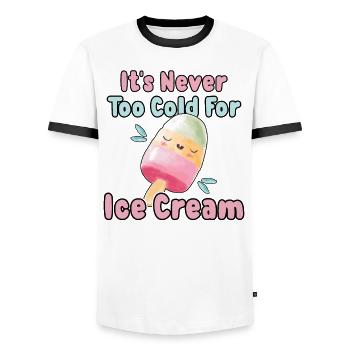 Crème glacée Crème glacée Gelato Crème glacée Cône Popsicles d’été - T-shirt contrasté Homme - blanc/noir - Devant - AI Model Female 172 light (172cm) & AI Model Male 178 dark (178cm)