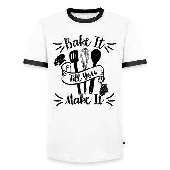 Bakery Confectioner Confectioner Confectioner Patissier - Men's Ringer Shirt - white/black - Front - AI Model Female 172 light (172cm) & AI Model Male 178 dark (178cm)