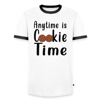 Cookie Biscuit Biscuits Pastries Chocolate biscuits - Men's Ringer Shirt - white/black - Front - AI Model Female 172 light (172cm) & AI Model Male 178 dark (178cm)