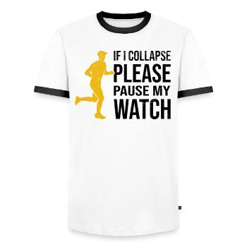 Marathon Runners Running Half Marathon Saying - Men's Ringer Shirt - white/black - Front - AI Model Female 172 light (172cm) & AI Model Male 178 dark (178cm)