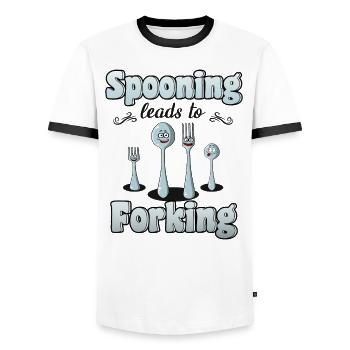 Cuisine Restaurant Pun Koch Couverts Wortwitz - T-shirt contrasté Homme - blanc/noir - Devant - AI Model Female 172 light (172cm) & AI Model Male 178 dark (178cm)