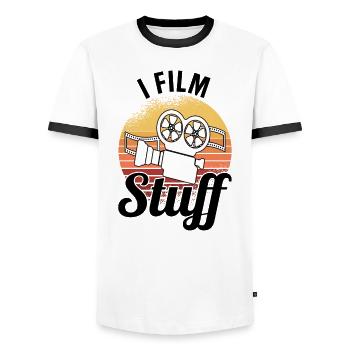 Regisseur Filmemacher Spielfilm Film - Männer Kontrast-T-Shirt - Weiß/Schwarz - Vorne - AI Model Female 172 light (172cm) & AI Model Male 178 dark (178cm)