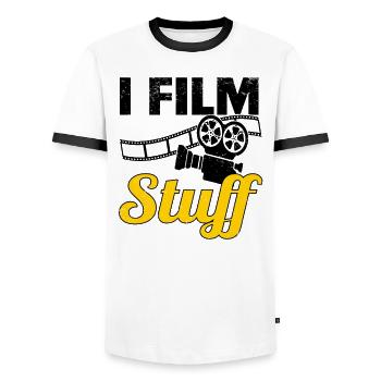 Regisseur Filmemacher Spielfilm Film - Männer Kontrast-T-Shirt - Weiß/Schwarz - Vorne - AI Model Female 172 light (172cm) & AI Model Male 178 dark (178cm)
