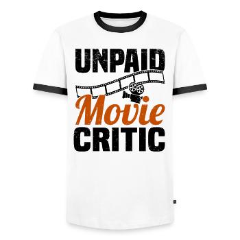 Film Critic Film Review Feature Film Film - Men's Ringer Shirt - white/black - Front - AI Model Female 172 light (172cm) & AI Model Male 178 dark (178cm)