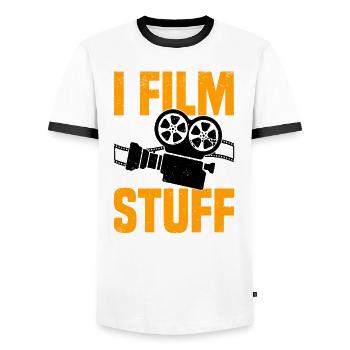 Regisseur Filmemacher Spielfilm Film - Männer Kontrast-T-Shirt - Weiß/Schwarz - Vorne - AI Model Female 172 light (172cm) & AI Model Male 178 dark (178cm)
