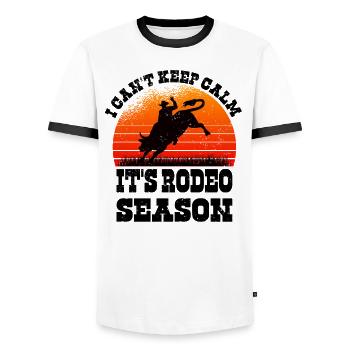 Rodeo Western Cowboy Wild West Retro Horse - Men's Ringer Shirt - white/black - Front - AI Model Female 172 light (172cm) & AI Model Male 178 dark (178cm)