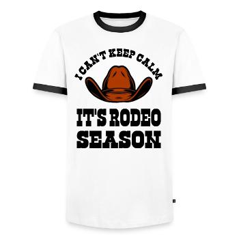 Rodéo Western Cowboy Wild West Retro Horse - T-shirt contrasté Homme - blanc/noir - Devant - AI Model Female 172 light (172cm) & AI Model Male 178 dark (178cm)
