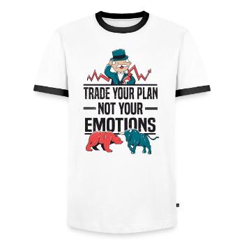 Bunt Aktionär Sparplan Trading Börse Aktienmarkt - Männer Kontrast-T-Shirt - Weiß/Schwarz - Vorne - AI Model Female 172 light (172cm) & AI Model Male 178 dark (178cm)