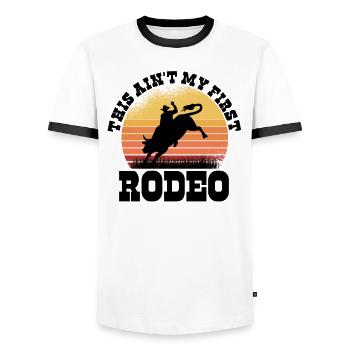 Rodéo Western Cowboy Wild West Retro Horse - T-shirt contrasté Homme - blanc/noir - Devant - AI Model Female 172 light (172cm) & AI Model Male 178 dark (178cm)