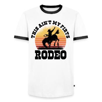 Rodéo Western Cowboy Wild West Retro Horse - T-shirt contrasté Homme - blanc/noir - Devant - AI Model Female 172 light (172cm) & AI Model Male 178 dark (178cm)