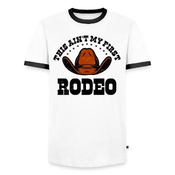 Rodéo Western Cowboy Wild West Retro Horse - T-shirt contrasté Homme - blanc/noir - Devant - AI Model Female 172 light (172cm) & AI Model Male 178 dark (178cm)