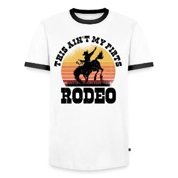 Rodéo Western Cowboy Wild West Retro Horse - T-shirt contrasté Homme - blanc/noir - Devant - AI Model Female 172 light (172cm) & AI Model Male 178 dark (178cm)
