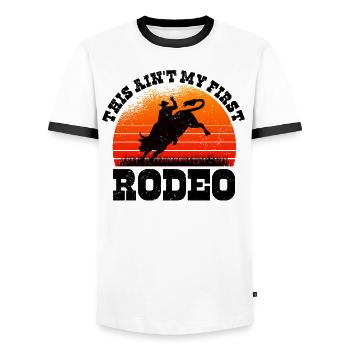 Rodéo Western Cowboy Wild West Retro Horse - T-shirt contrasté Homme - blanc/noir - Devant - AI Model Female 172 light (172cm) & AI Model Male 178 dark (178cm)