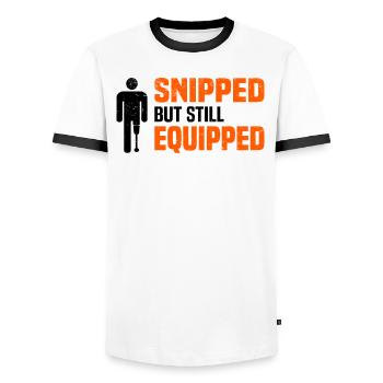 Amputiert Invalide Prothese Handicap Rollstuhl - Männer Kontrast-T-Shirt - Weiß/Schwarz - Vorne - AI Model Female 172 light (172cm) & AI Model Male 178 dark (178cm)