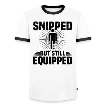 Amputiert Invalide Prothese Handicap Rollstuhl - Männer Kontrast-T-Shirt - Weiß/Schwarz - Vorne - AI Model Female 172 light (172cm) & AI Model Male 178 dark (178cm)