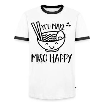 Miso Soup Japan Japanese Food Kücke - Men's Ringer Shirt - white/black - Front - AI Model Female 172 light (172cm) & AI Model Male 178 dark (178cm)