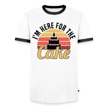 Fête de mariage Gâteau de mariage - T-shirt contrasté Homme - blanc/noir - Devant - AI Model Female 172 light (172cm) & AI Model Male 178 dark (178cm)