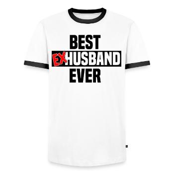 Divorce Separation Marriage Ex Divorce Party - Men's Ringer Shirt - white/black - Front - AI Model Female 172 light (172cm) & AI Model Male 178 dark (178cm)
