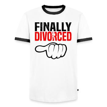 Scheidung Trennung Ehe Ex Scheidungsparty - Männer Kontrast-T-Shirt - Weiß/Schwarz - Vorne - AI Model Female 172 light (172cm) & AI Model Male 178 dark (178cm)