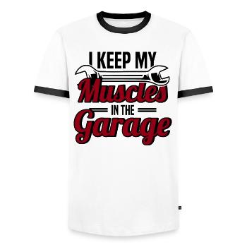 Muscel Car V8 Turbocharger Truck Rennwagen - Männer Kontrast-T-Shirt - Weiß/Schwarz - Vorne - AI Model Female 172 light (172cm) & AI Model Male 178 dark (178cm)