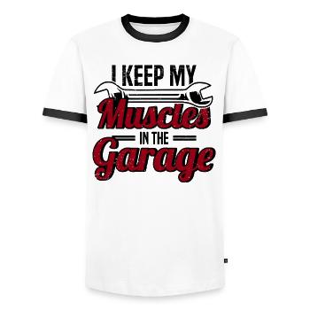 Muscel Car V8 Turbocharger Truck Rennwagen - Männer Kontrast-T-Shirt - Weiß/Schwarz - Vorne - AI Model Female 172 light (172cm) & AI Model Male 178 dark (178cm)