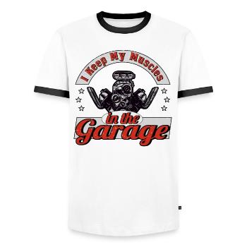 Muscel Car V8 Turbocharger Truck Rennwagen - Männer Kontrast-T-Shirt - Weiß/Schwarz - Vorne - AI Model Female 172 light (172cm) & AI Model Male 178 dark (178cm)