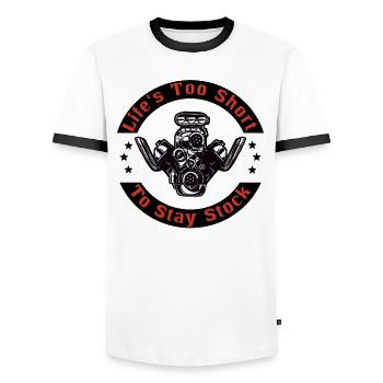 Muscel Car V8 Turbocompresseur Tuning Voiture de course - T-shirt contrasté Homme - blanc/noir - Devant - AI Model Female 172 light (172cm) & AI Model Male 178 dark (178cm)