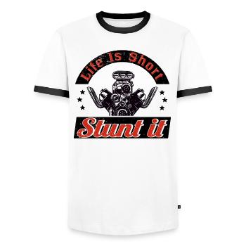 Muscel Car V8 Turbocharger Tuning Racing Car - Men's Ringer Shirt - white/black - Front - AI Model Female 172 light (172cm) & AI Model Male 178 dark (178cm)