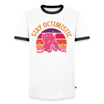 Poulpe Poulpe Tentacule de mer Poulpe Poulpe Poulpe Poulpe - T-shirt contrasté Homme - blanc/noir - Devant - AI Model Female 172 light (172cm) & AI Model Male 178 dark (178cm)