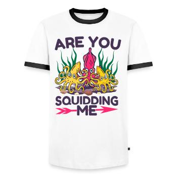 Octopus Octopus Sea Tentacle Octopus Octopus Octopus - Men's Ringer Shirt - white/black - Front - AI Model Female 172 light (172cm) & AI Model Male 178 dark (178cm)