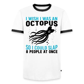 Octopus Octopus Sea Tentacle Octopus Octopus Octopus - Men's Ringer Shirt - white/black - Front - AI Model Female 172 light (172cm) & AI Model Male 178 dark (178cm)