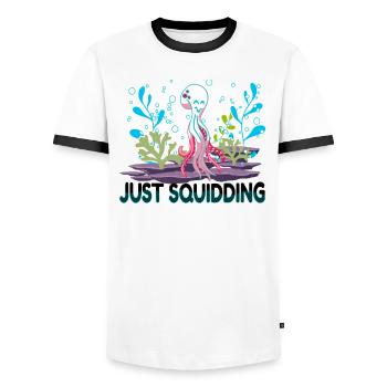 Poulpe Poulpe Tentacule de mer Poulpe Poulpe Poulpe Poulpe - T-shirt contrasté Homme - blanc/noir - Devant - AI Model Female 172 light (172cm) & AI Model Male 178 dark (178cm)