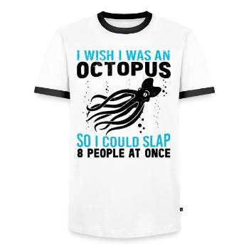 Octopus Octopus Sea Tentacle Octopus Octopus Octopus - Men's Ringer Shirt - white/black - Front - AI Model Female 172 light (172cm) & AI Model Male 178 dark (178cm)
