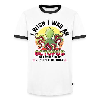 Octopus Octopus Sea Tentacle Octopus Octopus Octopus - Men's Ringer Shirt - white/black - Front - AI Model Female 172 light (172cm) & AI Model Male 178 dark (178cm)