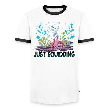 Poulpe Poulpe Tentacule de mer Poulpe Poulpe Poulpe Poulpe - T-shirt contrasté Homme - blanc/noir - Devant - AI Model Female 172 light (172cm) & AI Model Male 178 dark (178cm)